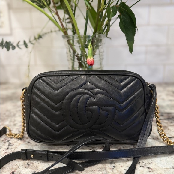 Gucci Black Quilted Leather GG Chain Crossbody Bag - Picture 9 of 15